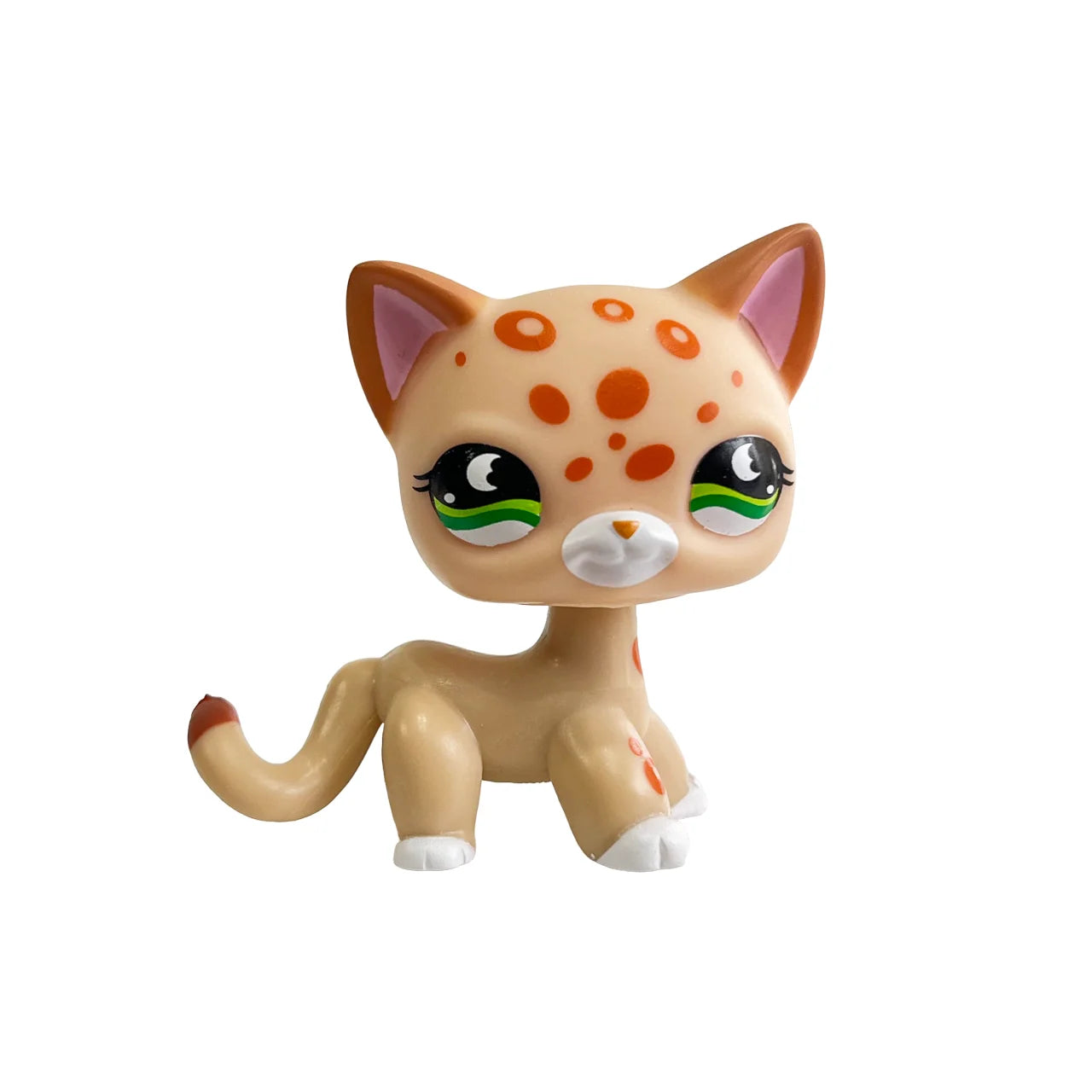 Rare pet Bobble head toy Stands Short Hair Kitten with Mouse and necklace Old Animal Collection toy lps