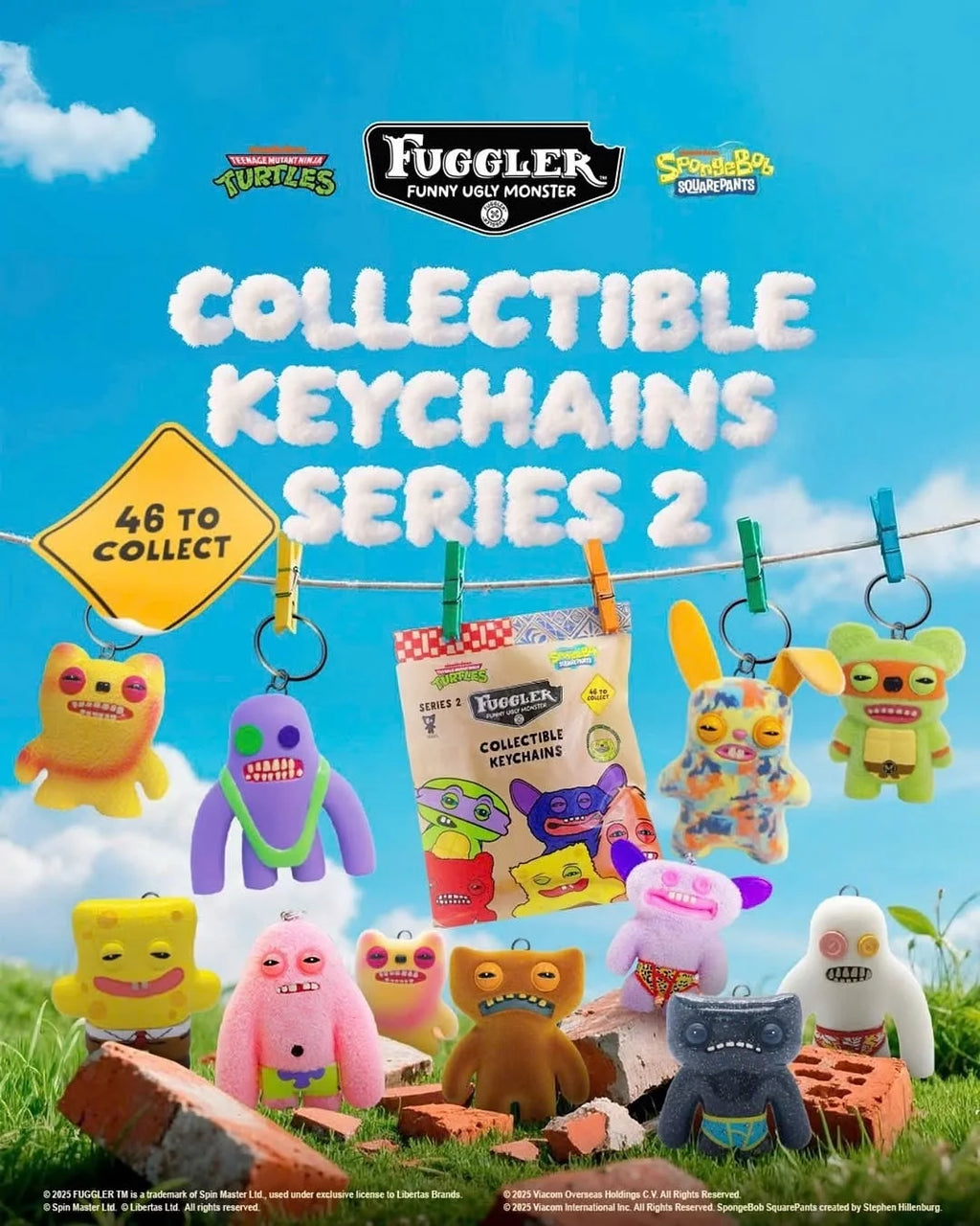 Original Fuggler Random Keychain Blind Box 2 Figure Ugly Funny Monster Tooth Wide Eyed Weirdo Collection Model Bag Pendant