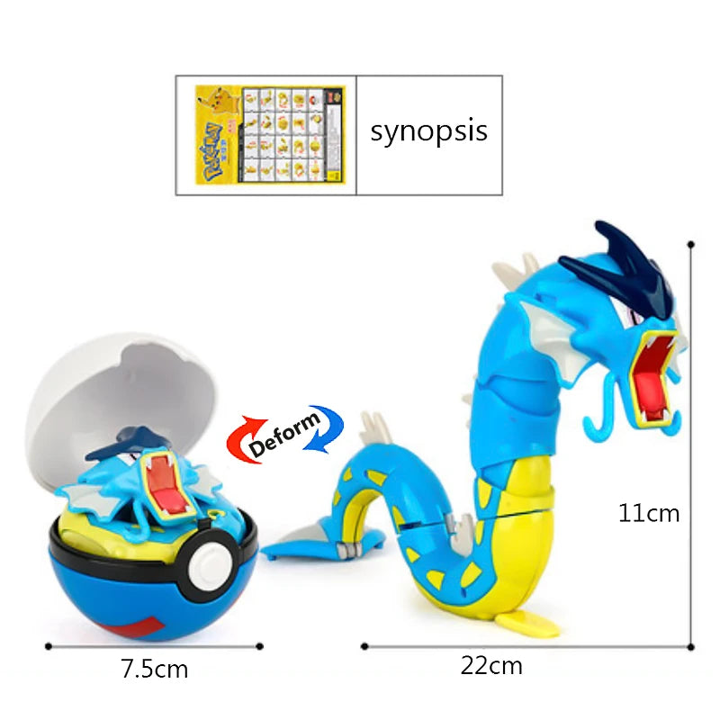 Funny Pokemon Transformation Cartoon Model Pokeball Pikachu Toys Scalable Anime Figure Dolls Model Ornaments Kids Birthday Toys