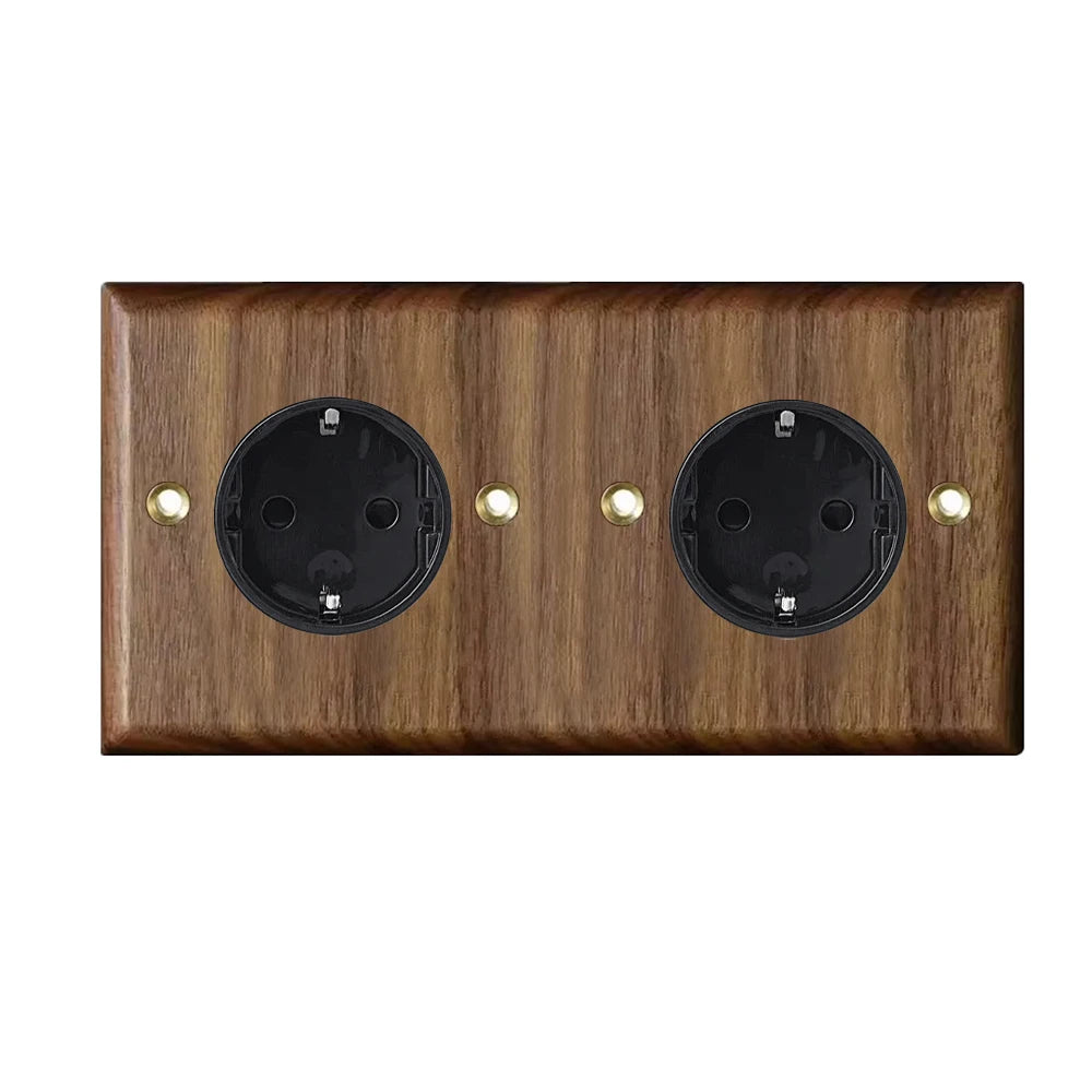 High Quality Retro Europe Type Vintage Wall Light Switch Socket, Solid Wood Brass Toggle Switch Plate, Antique Home Stay Switch