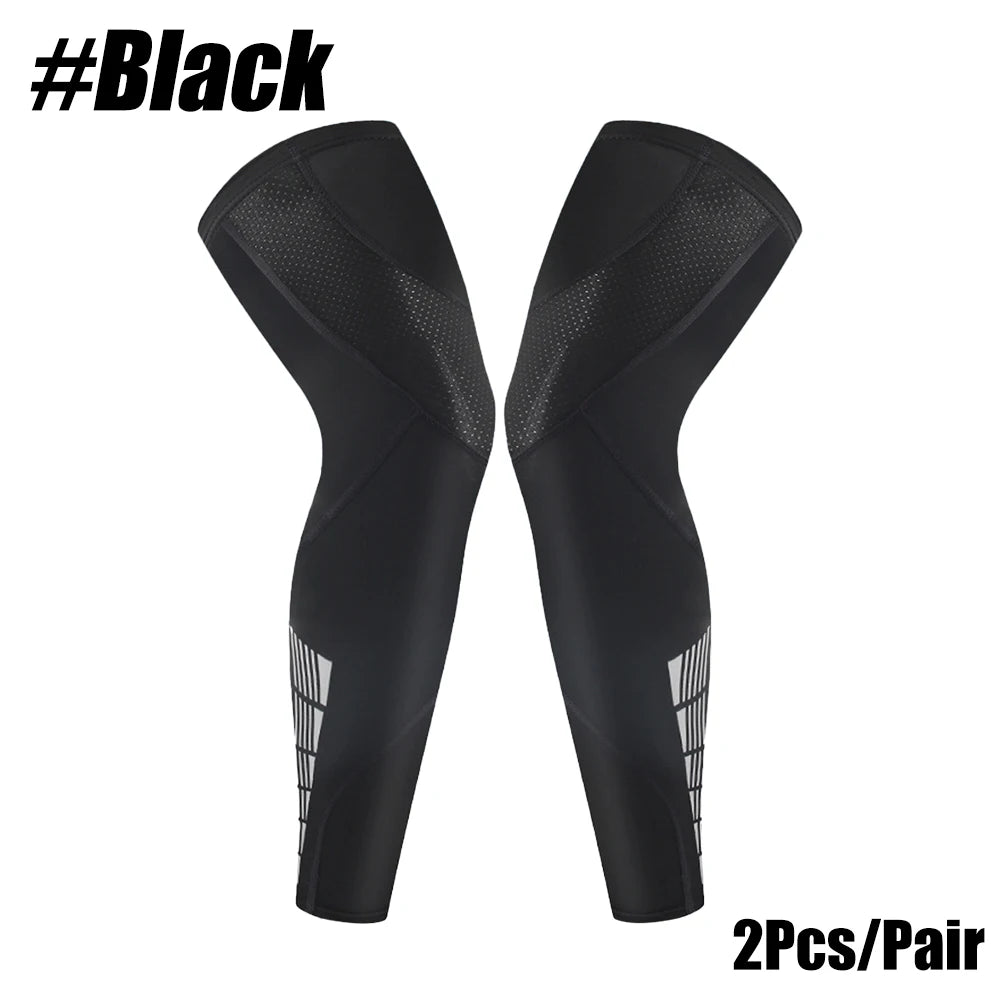 1 Pair Sports Leg Sleeves, Full Leg Compression Sleeve for Men and Women, Long Knee Sleeve with Anti-slip Silicone Strips