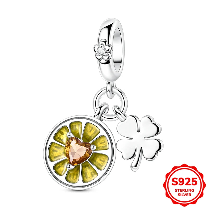 Charms Silver 925 Ladybugs and Cherry Strawberries Pendant Bead Fit 3mm Bracelet Bangle Necklace For Women Luxury Jewelry Making