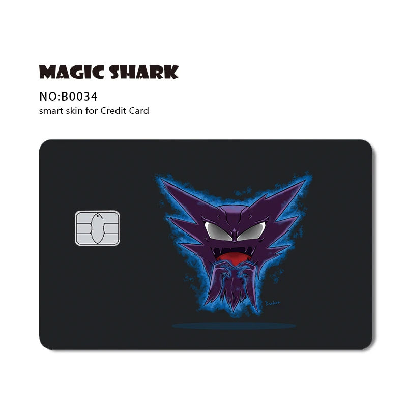 Maigc Shark Cute Pokemons Mewtwo Eevee Pikachu Gengar Sticker Film Cover for Debit Credit Card No Fade