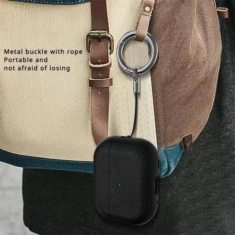 Luxury Leather Cover For AirPods 4 3 2 1 Business Earphones Cover For Apple AirPods Pro 1 2 Headset Shell With Hook Accessories