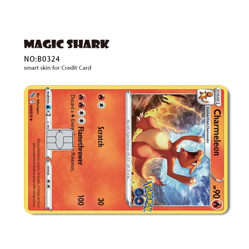 New Bulbasaur Pikachu Charmander Squirtle Mew Gengar Pokemons PTCG Film Skin Cover Sticker for Credit Debit Card