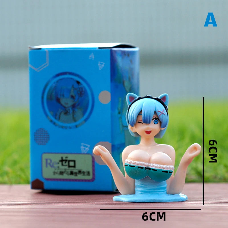 Sexy Kanako Chest Shaking Girls Car Ornaments Cartoon Kawaii Anime Statue Car Dashboard Sexy Doll Figurine Cute Car Decorations