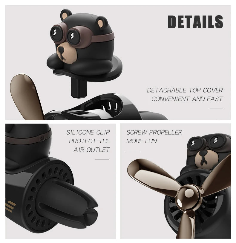 DIY aroma odorless car accessories interor decorations inside ornament plane pilot bear car air fresheners vent clip men cartoon