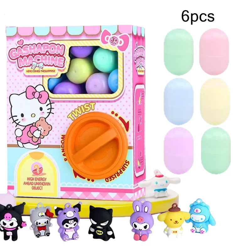 Kulomi Hello Kitty Action Figure DIY Egg Twisting Machine Surprise Mini Claw Doll Game Machine Blind Box Toys Children Gifts