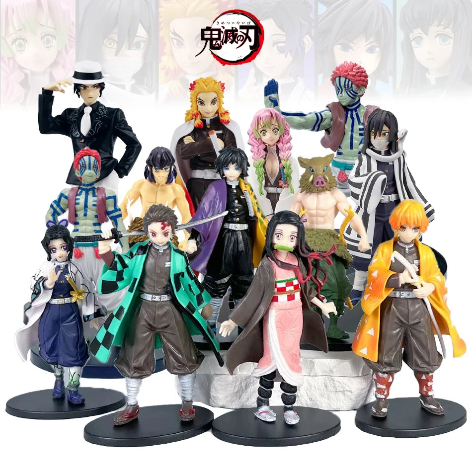 Anime Figure Kamado Tanjirou Nezuko Demon Slayer Figure Action Figures PVC Model Toys Zenitsu Figurine Inosuke Kimetsu No Yaiba