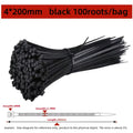 100pcs Black Cable Ties High Tensile Strength, Uv Resistant, Self-Locking For Home & Office Cord Management