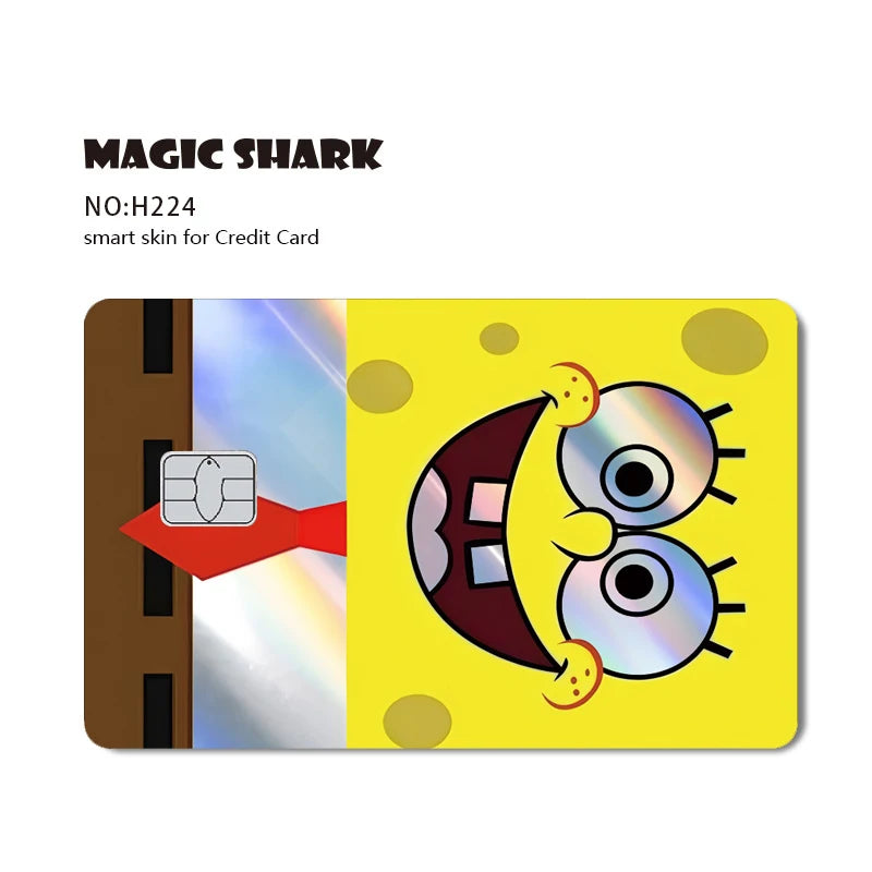 Magic Shark 2026 New Arrival Funny Cute Cartoon Holographic Sticker Laser Film Shinny Skin for Debit Credit Bank Card