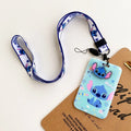Disney Stitch ID Badge Holder Lanyards Pendant Lovely Girls Lilo Door Card Holders Neck Strap Keychain Women Credential Gift