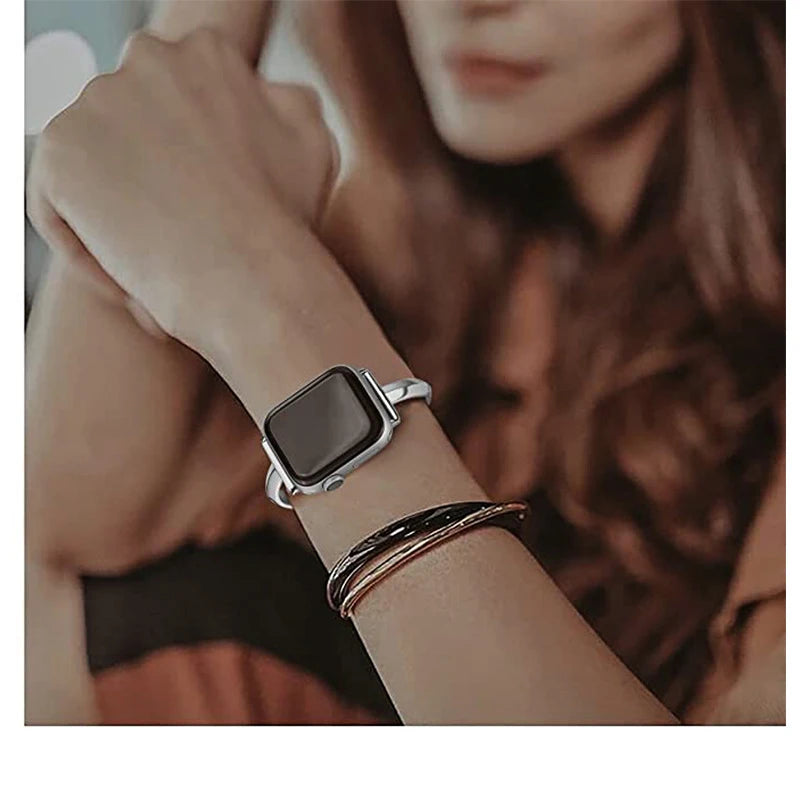 Luxury Watch Band for Apple Watch Series 10 9 8 7 41 45mm 6 Se 5 4 Women Diamond Steel Bracelet IWatch Ultra 49mm 44 40 42 38MM