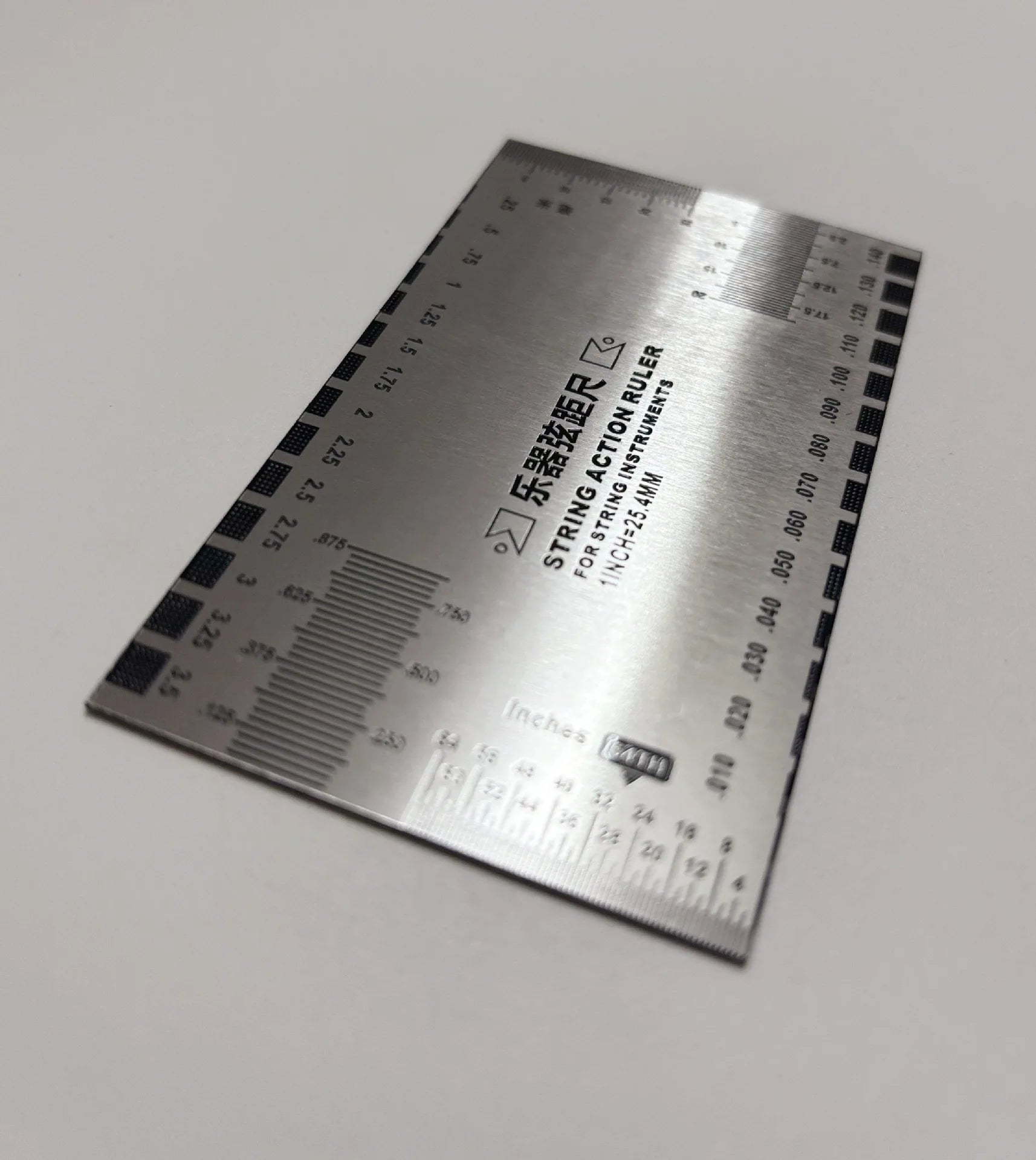Stainless Steel String Action Gauge Ruler Guitar Bass Instrument Repair Tool Silver