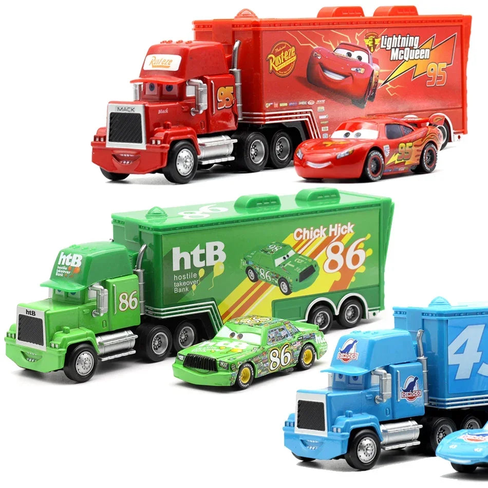 IN STOCK! Disney Pixar Cars And Truck Set Lightning Mcqueen Uncle Mike The King Cruz Model Trucks Car Christmas Gift for Kids