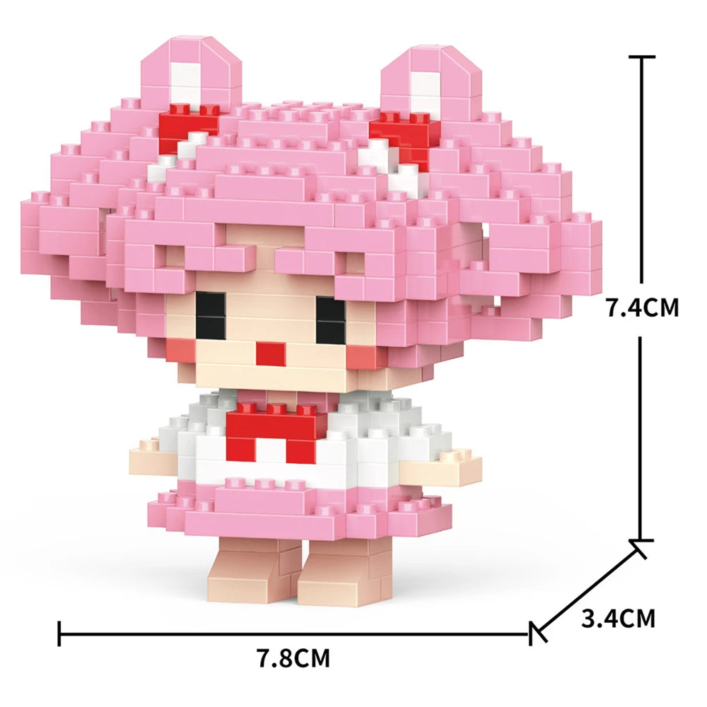 Cartoon Anime Hello Kitty Blocks Kuromi My Melody Cinnamoroll Mouse Building Blocks Doll Toy Kids Birthday Gift