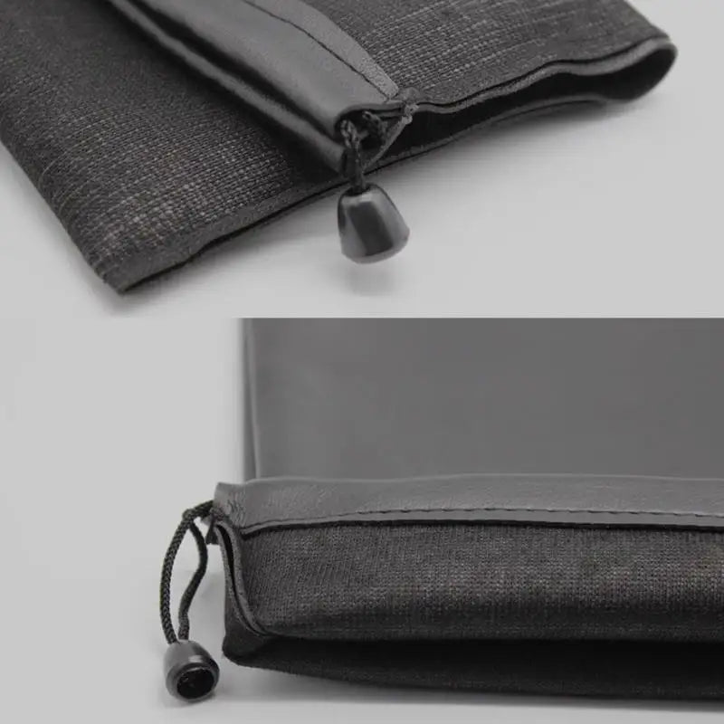 1Pc Draw String Bag Headphone Bags Durable Black Dust-proof Drawstring Bag PU Leather Headset Bag Durable Multi Purpose Storage