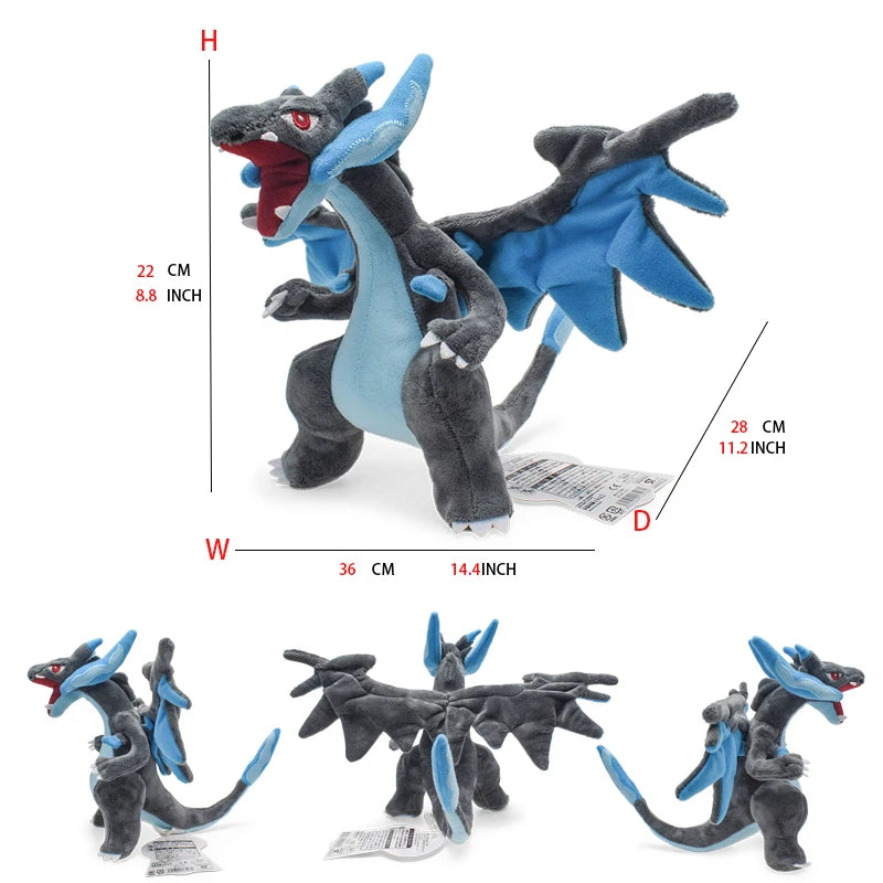 Mega Charizard X Plush Toys Mega Charizard Evolution Doll Soft Stuffed Animals Toys Gifts for Children 9 Inch