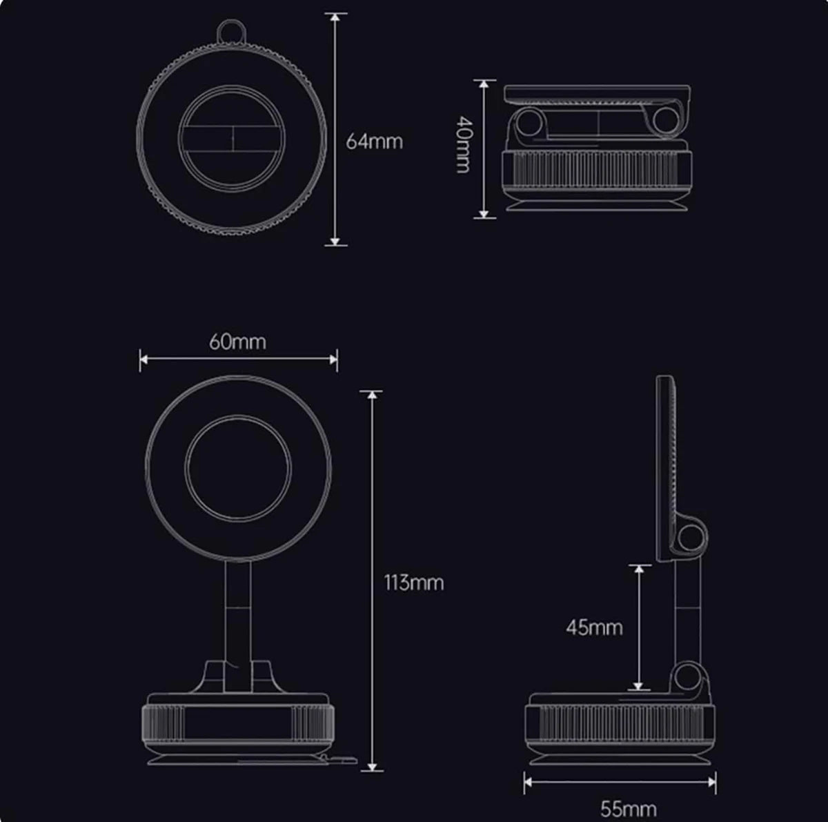 360° Rotating Vacuum Magnetic Car Phone Holder New Model Dashboard Glass Mount Multi-Scenario Automotive Navigation Stand
