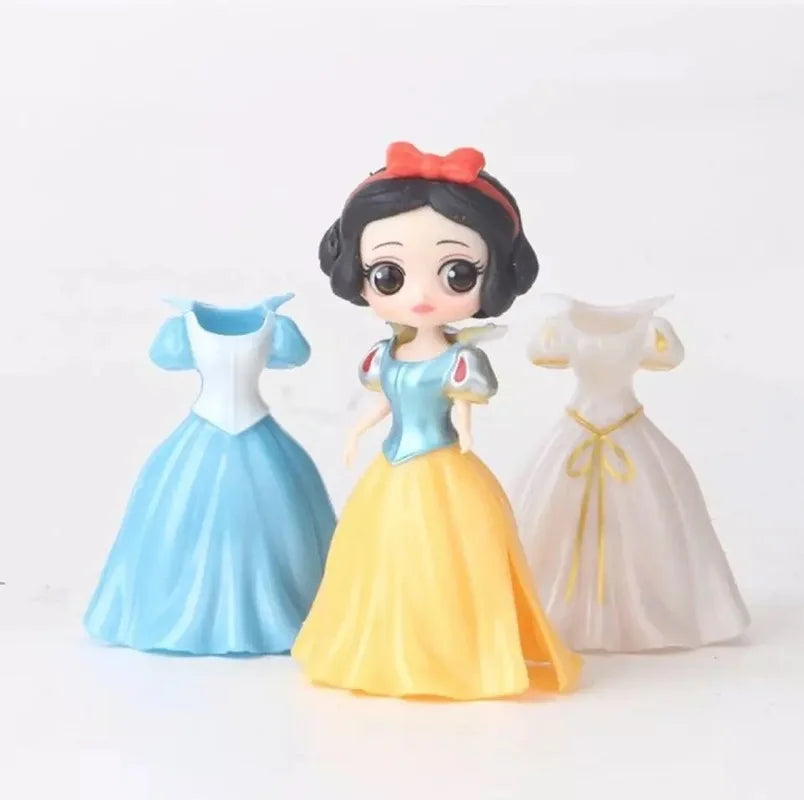 24pcs Princess Cinderella Belle Alice Snow White Ariel Rapunzel Pvc Action Figures Interchangeable Clothes Toys Dolls Gifts