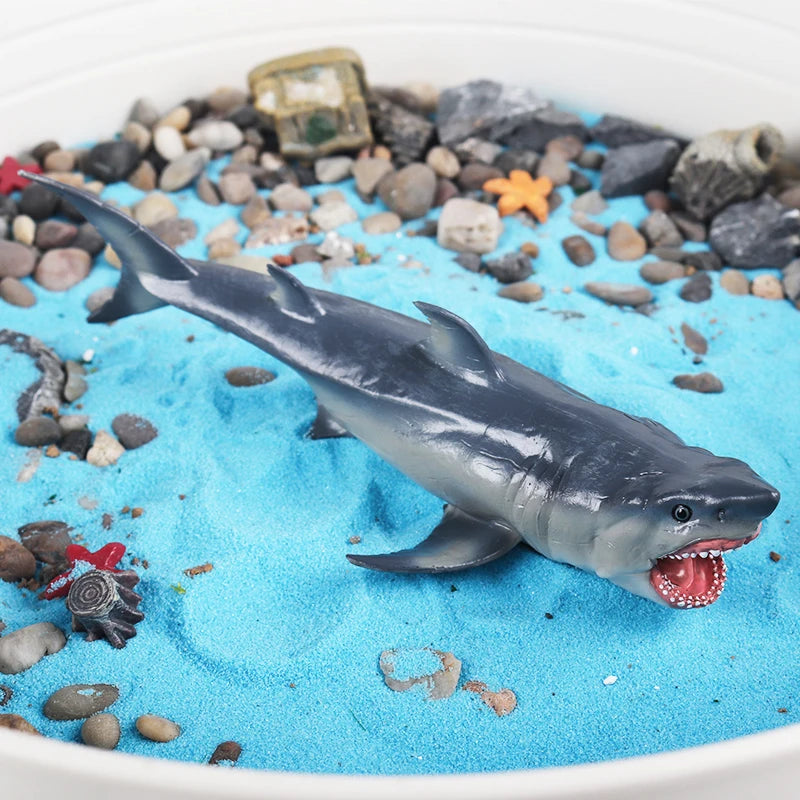 Oenux Ocean Animals Action Figures Sealife Shark Whare Megalodon Model Figurines PVC Home Decoration Kid Cognitive Education Toy