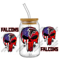High Quality ‌3D Skull Sports Team Decal UV DTF Cup Wrap for 16oz Libbey Glasses Can DIY Mug Transfer Stickers