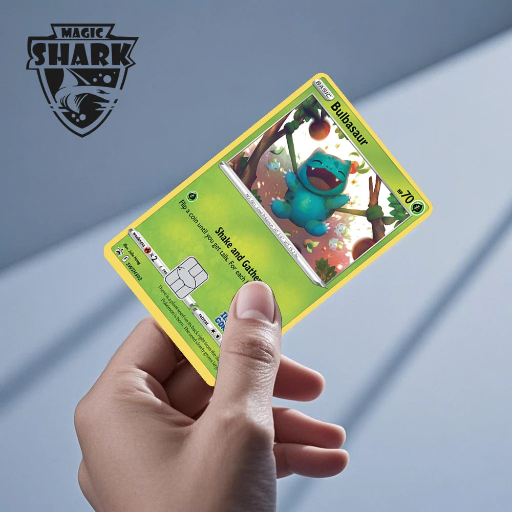 New Bulbasaur Pikachu Charmander Squirtle Mew Gengar Pokemons PTCG Film Skin Cover Sticker for Credit Debit Card