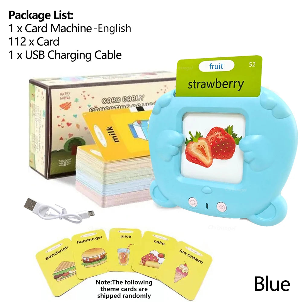 Talking Flash Cards for Kids Early Learning Educational Toy with Audio Sounds Montessori Language Development Toddler Flashcards