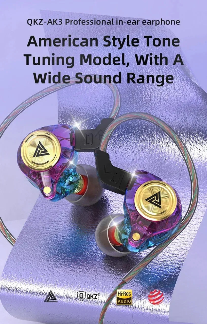 QKZ CK5 FiLe Wired Earphone with Microphone HiFi Music Earphone Professional Gaming And Sports Noise Cancelling Headphones