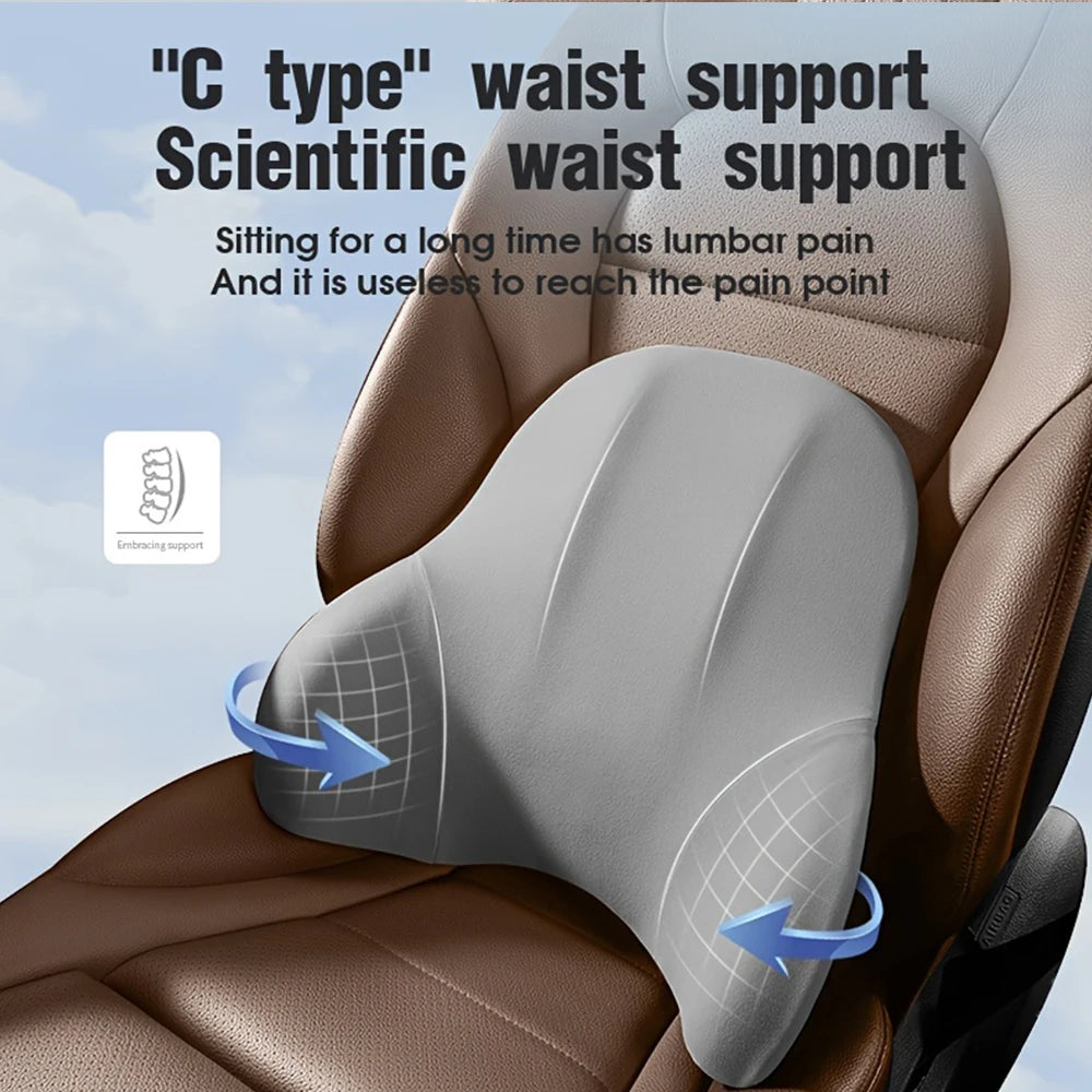 Car Neck Pillow Memory Foam Protective Lumbar Back Support Breathable Car Headrest Cushion Relieve Stress Car Seat Pillow