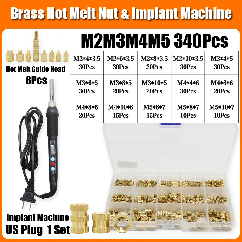 Brass Heat Set Insert Nut Electric Soldering Iron 60W LCD Digital Display Adjustable Temperature 220V/110V 3d Printer Copper Nut