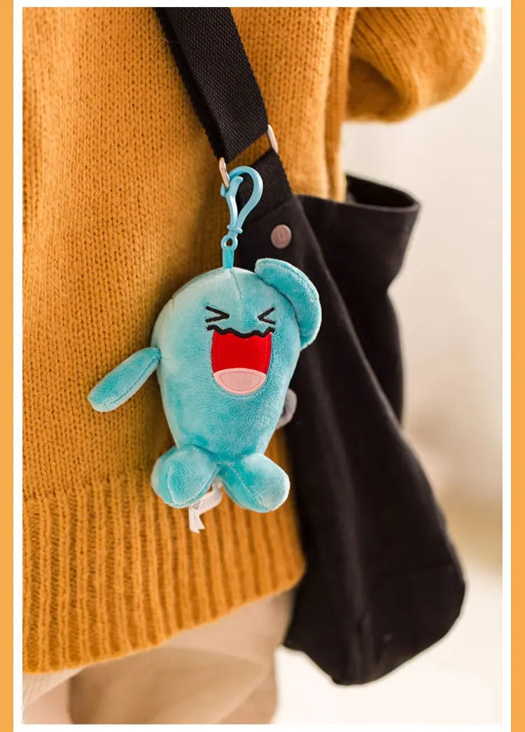 Anime Pokemon Kawaii Pikachu Keychain Eevee Mew Bulbasaur Charmander Snorlax Psyduck Stuffed Toy Cute Plush Keyring Doll Pendant
