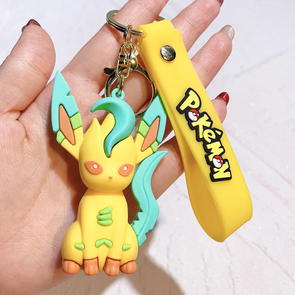 Pokémon Big Eevee Family Keychain Gift Set, Complete Evolution PVC Keychain with Pokéball Clip, Adorable Key Ring for Kid