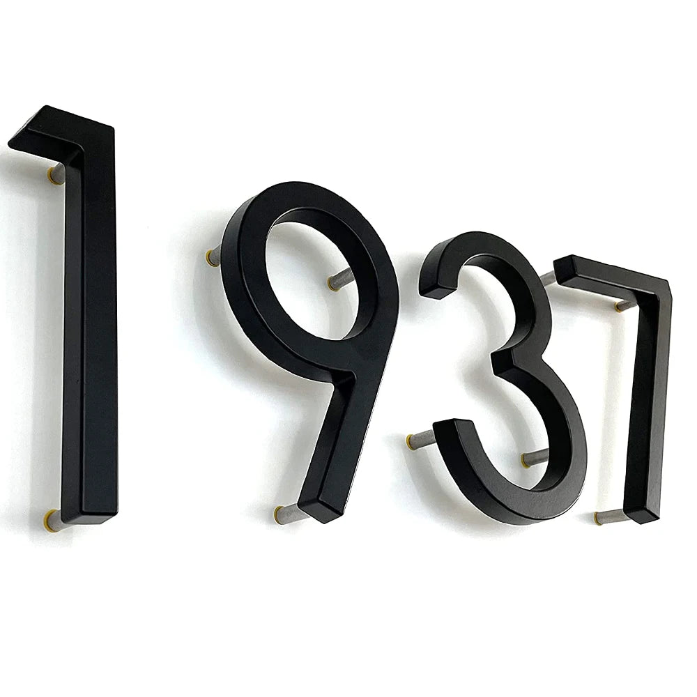 5.6inch Apartment Door Numbers Waterproof Zinc Alloy Street Mailbox Home Address Signs Black Modern House Floating Plate Digit