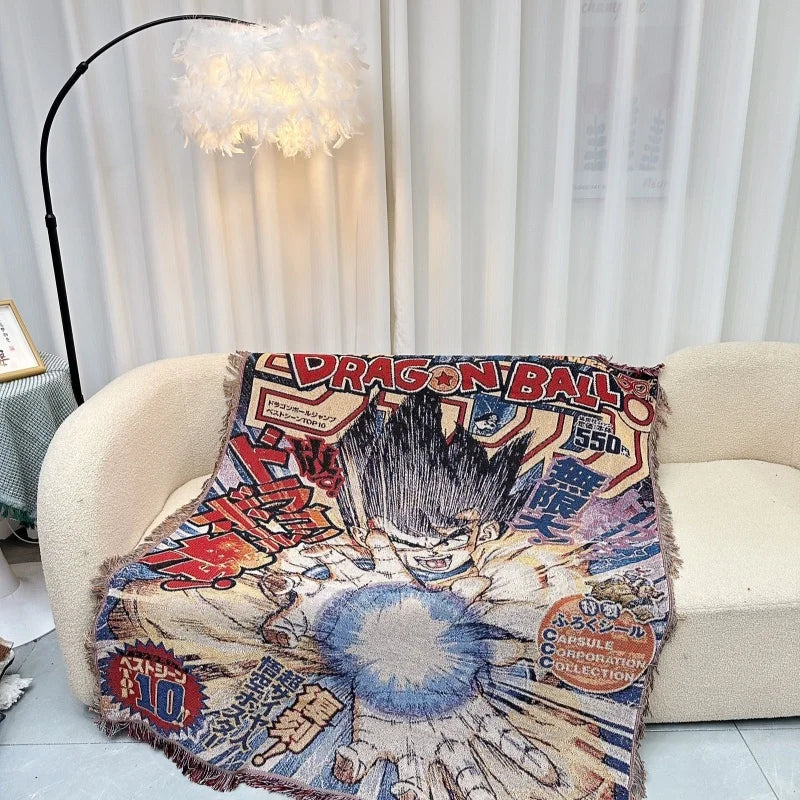 Anime Dragon Ball One Piece Cotton Thread Textile Blanket Casual Blanket Bedhead Blanket Decoration Sofa Cover Decorative Carpet