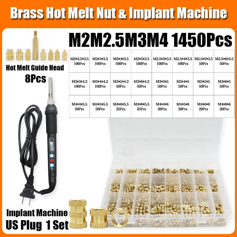 Brass Heat Set Insert Nut Electric Soldering Iron 60W LCD Digital Display Adjustable Temperature 220V/110V 3d Printer Copper Nut