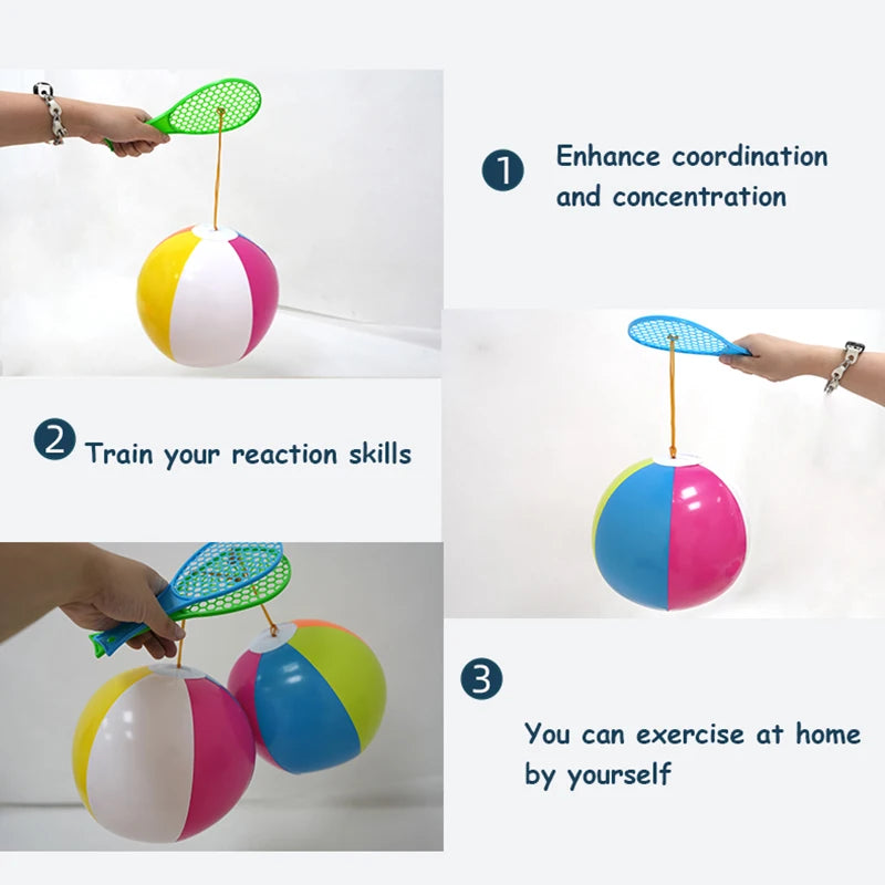 1 Set Kids Bouncing Ball Toy Colorful Inflatable Balloons Reaction Training Interactive Outdoor Sport Toys Fun Stress Relief Gif