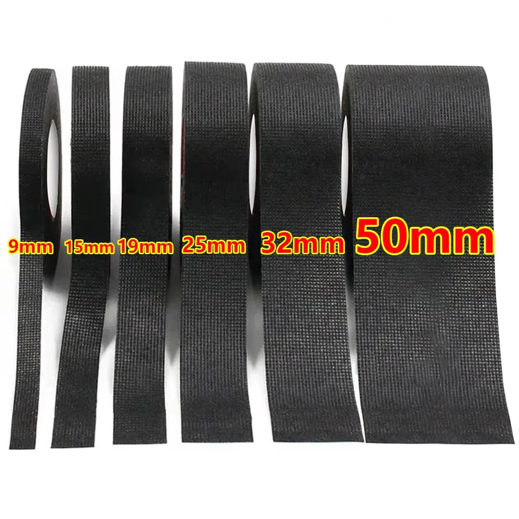 Heat-Resistant Electrical Tape Waterproof Cable Organizer Fabric Cloth Wrap Insulation Auto Wiring Harness Adhesive Bundling Tap