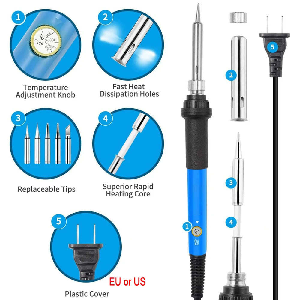 2026 Soldering Iron Kit Welding Tools (908-06: With Multimeter ; 908-02: without) Soldering Kit with LCD Digital Multimeter 60W