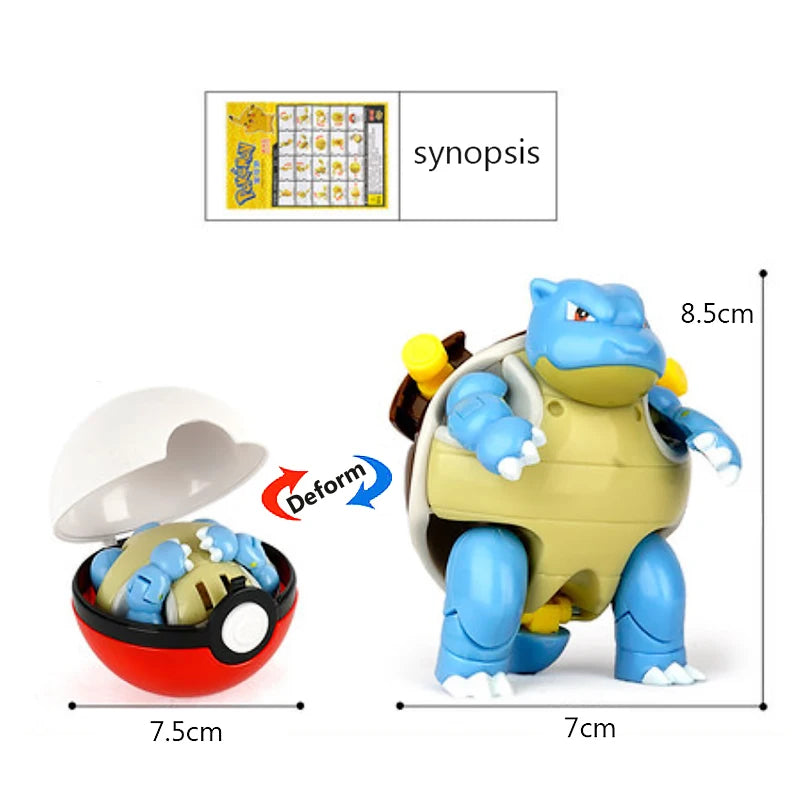 Funny Pokemon Transformation Cartoon Model Pokeball Pikachu Toys Scalable Anime Figure Dolls Model Ornaments Kids Birthday Toys