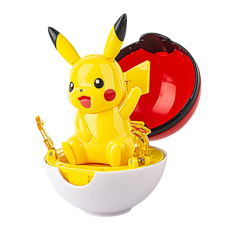Funny Pokemon Transformation Cartoon Model Pokeball Pikachu Toys Scalable Anime Figure Dolls Model Ornaments Kids Birthday Toys