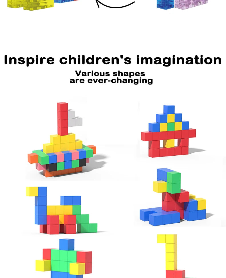Magnetic Cubes Building Blocks Toys STEM Educational Construction Play Sensory Learning For Toddlers Kids Early Development