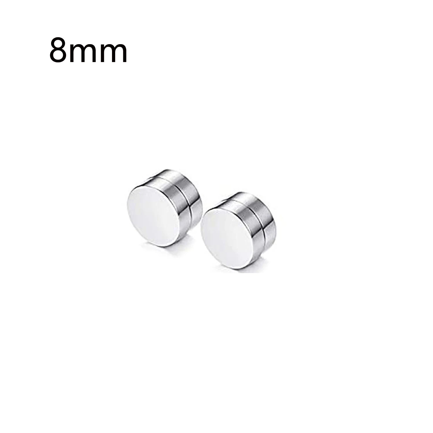 1 Pair 6-12mm Black Stainless Steel Hypoallergenic Magnetic Fake Gauges Earring Studs for Men Women Non Pierced Earrings