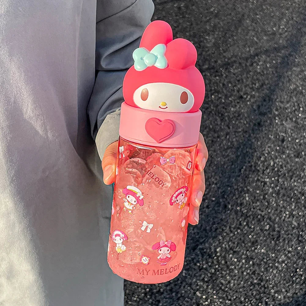 500ml Kawaii Sanrio Dolls Transparent Cup Cartoon Hello Kitty Kuromi Cinnamoroll Melody Plastic Water Bottle Gifts