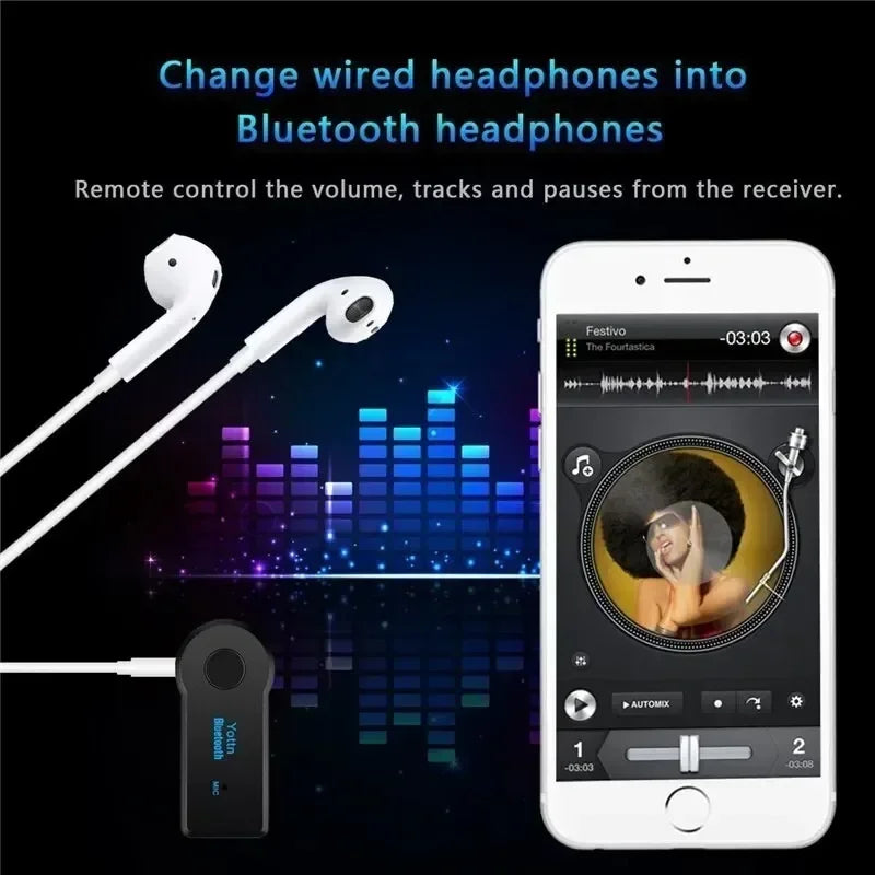 Bluetooth 5.0 Wireless Audio Receiver 3.5mm AUX Car Adapter, Mobile Phone Hands-Free Stereo Music Converter Wireless Car Adapter
