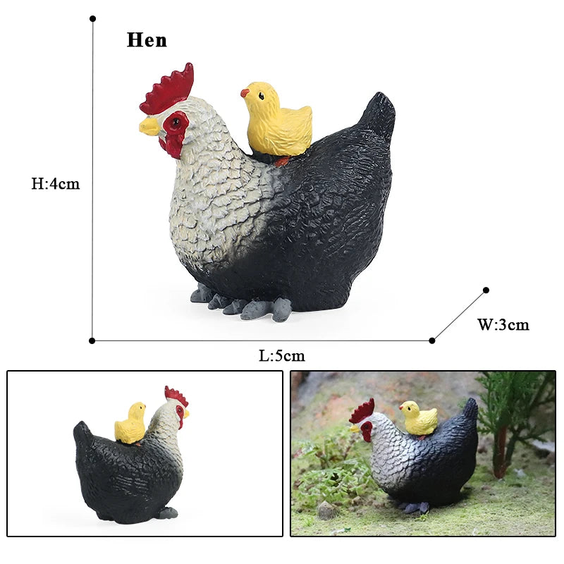 Oenux Lovely Farm Animals Hen Turkey Chook Chicken Cock Action Figure Model Figurines Poultry Miniature Educational PVC Kid Toy