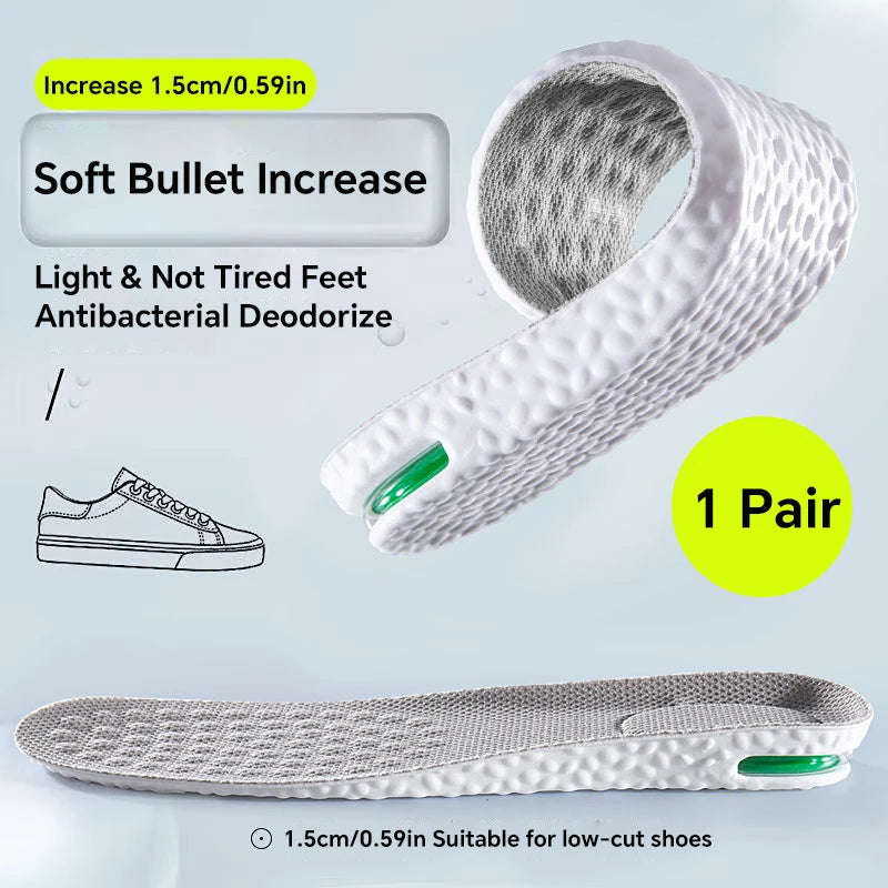 1Pair Height Increase Insole for Feet Sports Air Insoles Comfort Plantar Fasciitis Shoes Inserts Shock Absorbing Shoe Pads