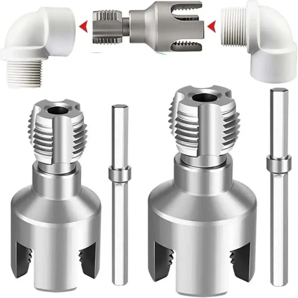Pipe Thread Cutting Tool Integrated Internal & External Pipe Threading Tool Electric Drill Compatible PVC Pipe Threader Kit