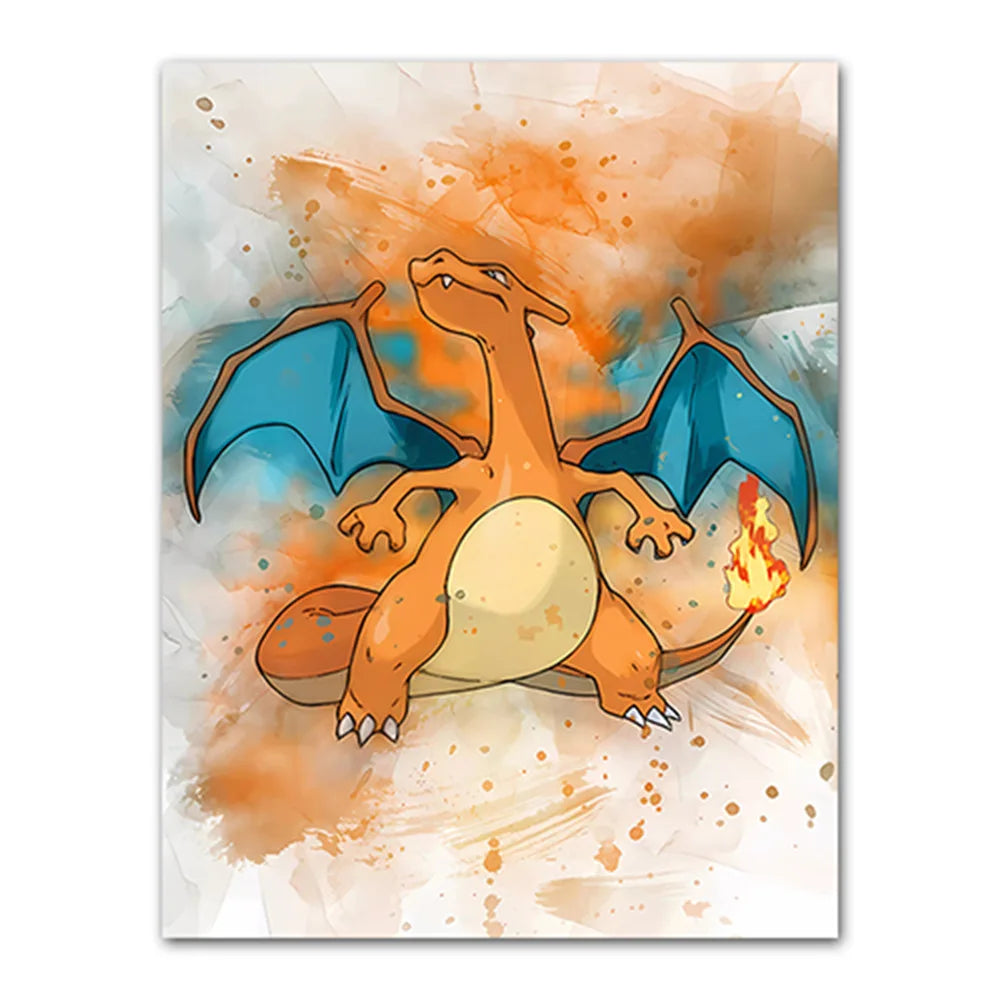 Anime Pokemon Canvas Painting Bulbasaur Charmander Squirtle Poster and Print Watercolor Wall Art Picture Home Decor Kids Gifts