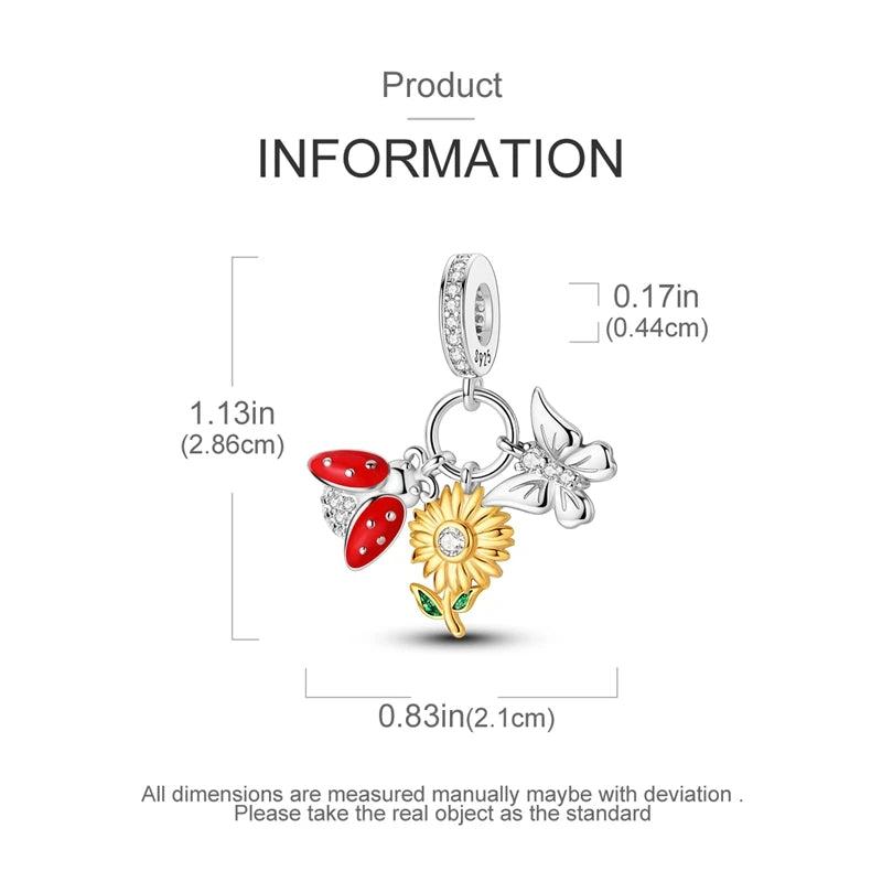 Charms Silver 925 Ladybugs and Cherry Strawberries Pendant Bead Fit 3mm Bracelet Bangle Necklace For Women Luxury Jewelry Making